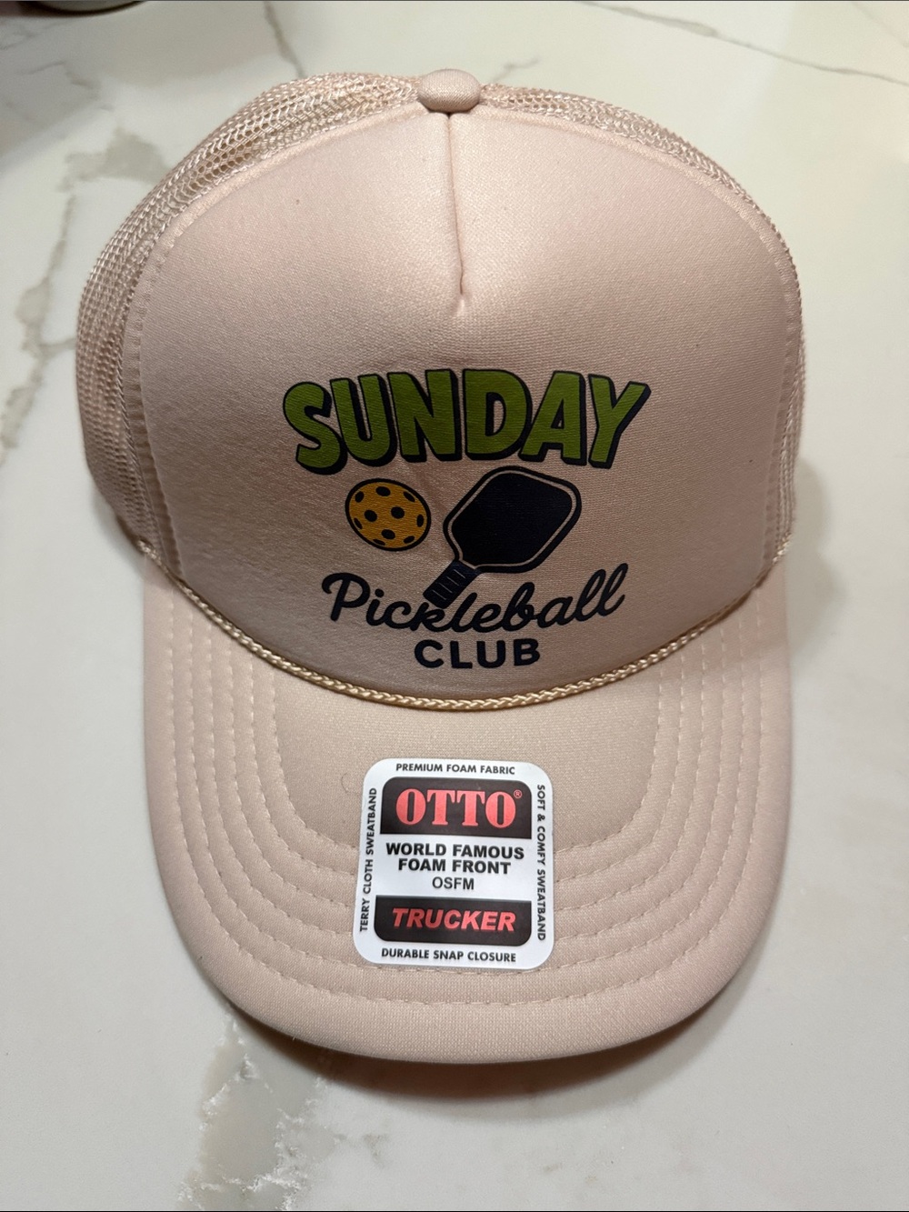 OTTO Cream "Sunday Pickleball Club" Trucker Hat